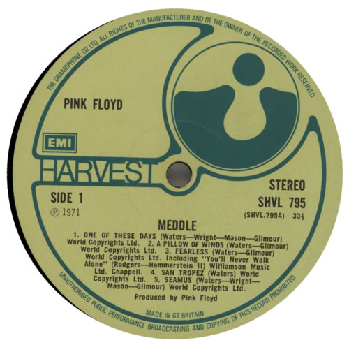 Pink Floyd Meddle UK(英 GB)盤 LP Stereo Pink Floyd – Meddle – Vinyl (A-1U/B-1U Runouts, LP, Album